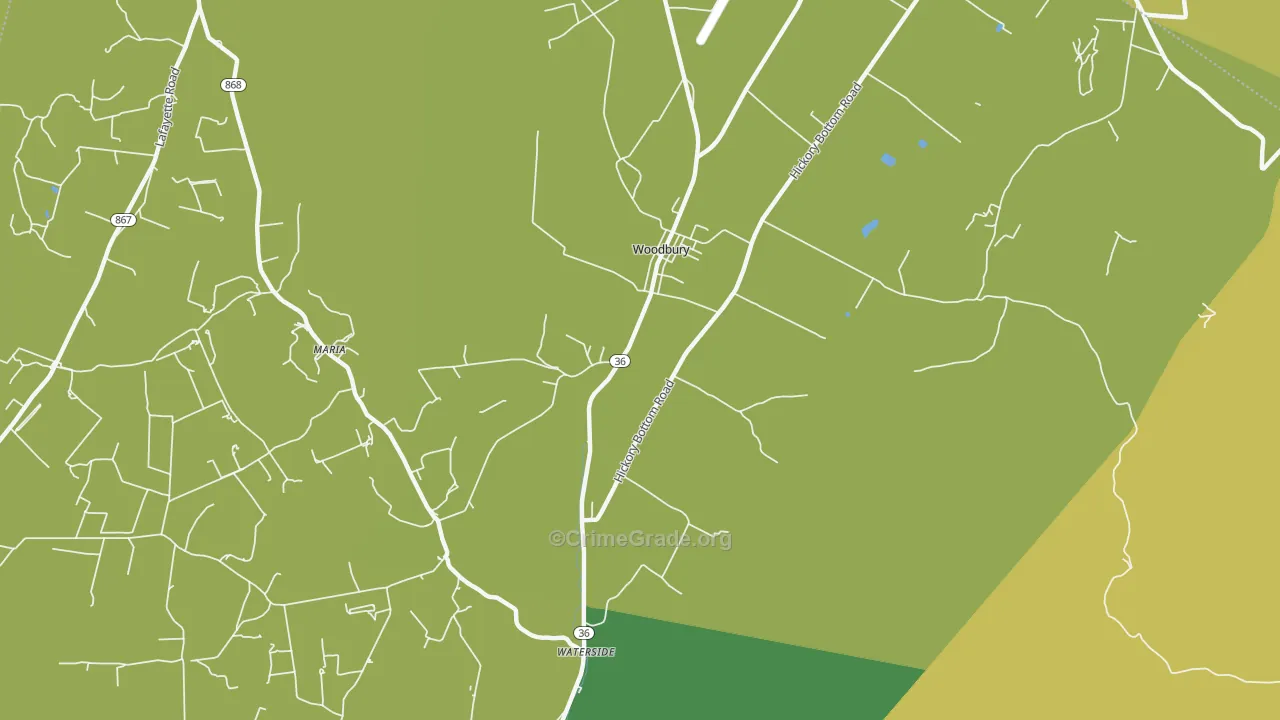 Woodbury, PA Map of Burglary Rates