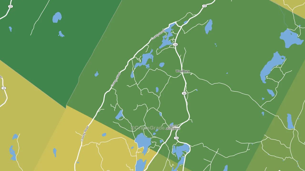 Woodbury, VT Map of Burglary Rates