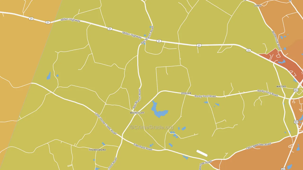 Woodcliff, GA Map of Burglary Rates