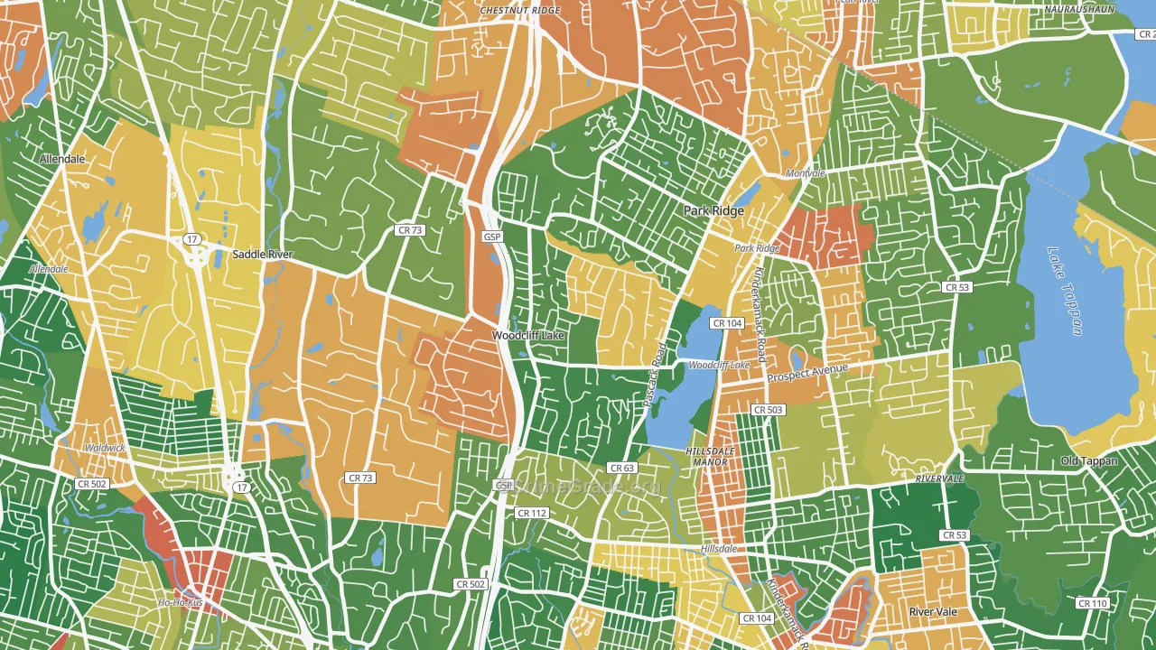 Woodcliff Lake, NJ Map of Burglary Rates
