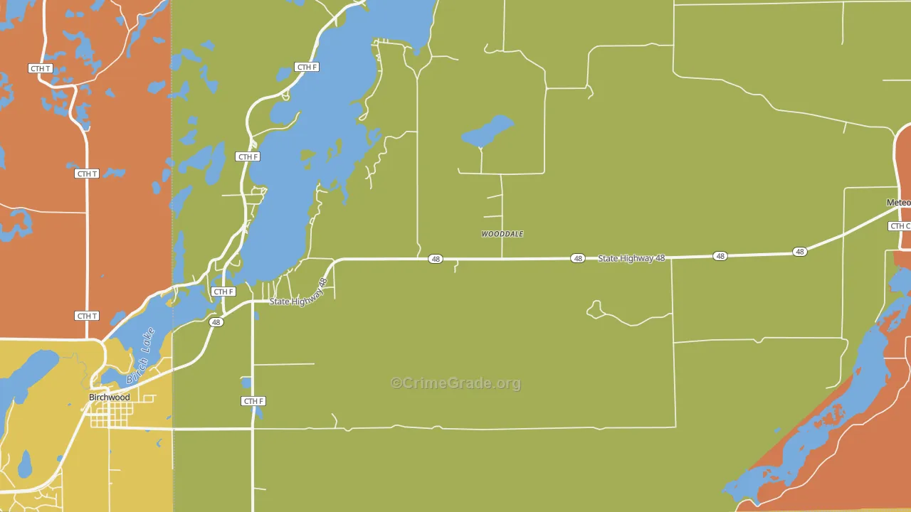 Wooddale, WI Map of Burglary Rates