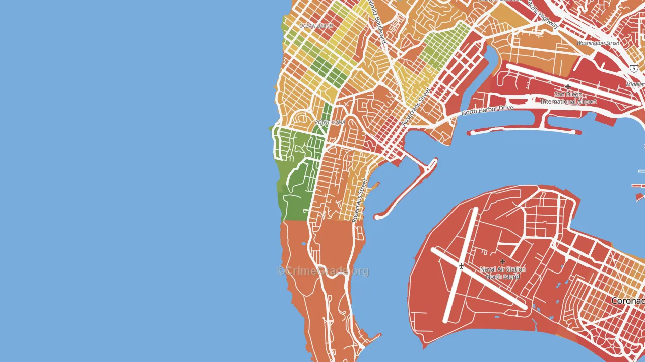 Wooded Area, San Diego, CA Map of Burglary Rates