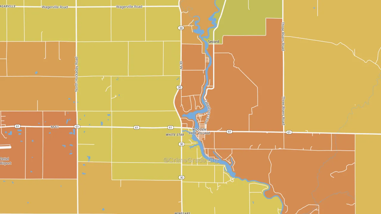 Wooden Shoe Village, MI Map of Burglary Rates