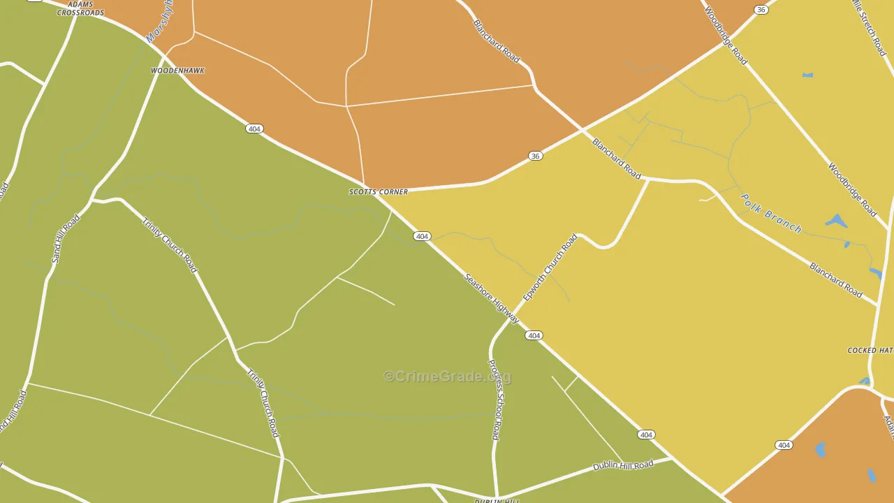 Woodenhawk, DE Map of Burglary Rates