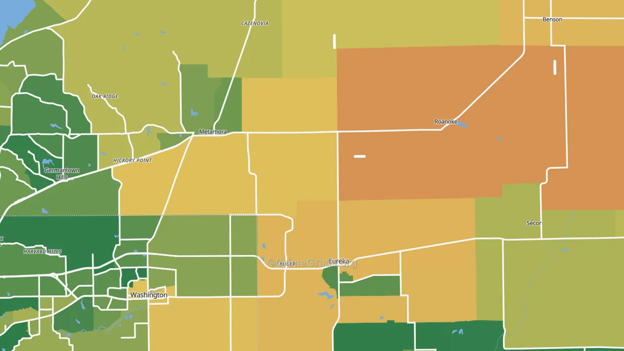 Woodford County, IL Map of Burglary Rates
