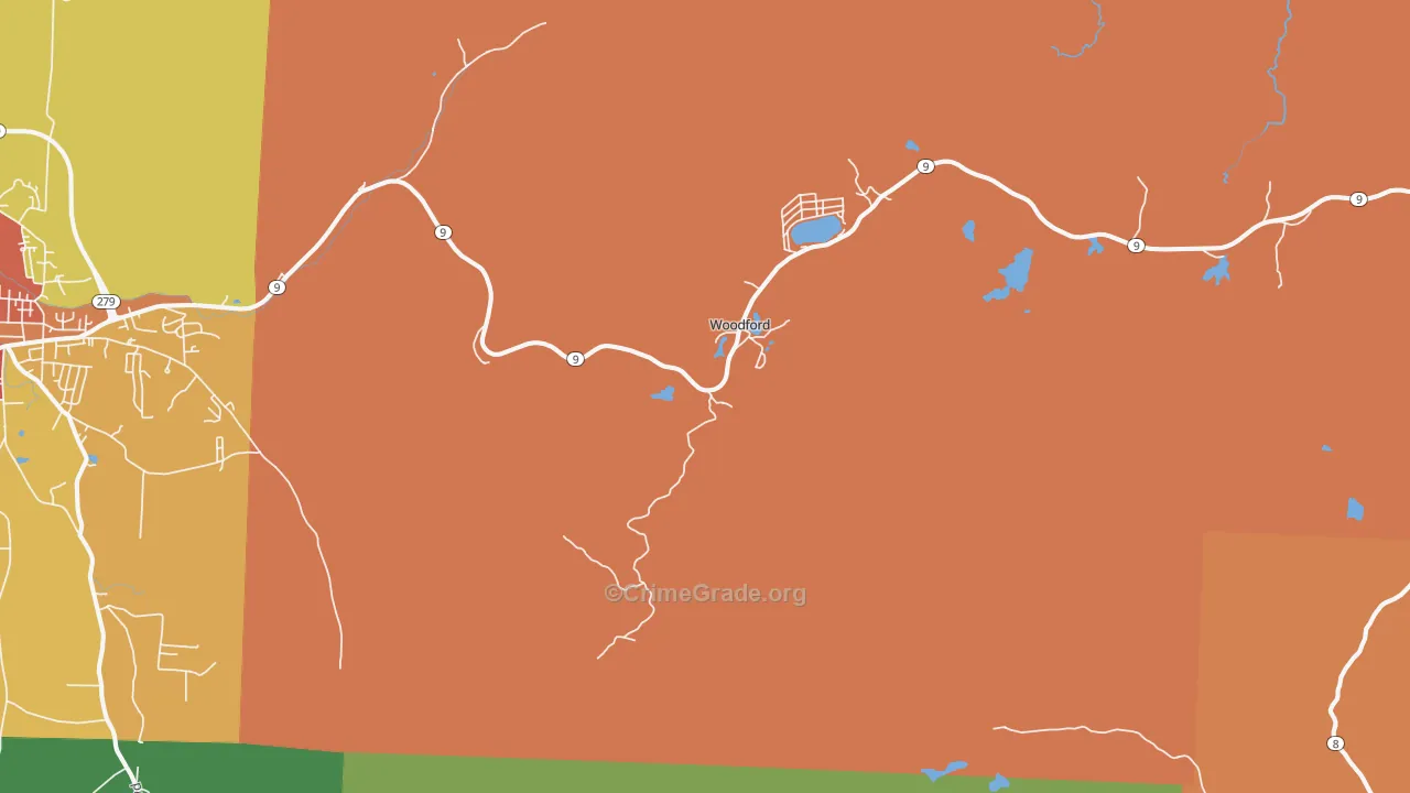 Woodford, VT Map of Burglary Rates