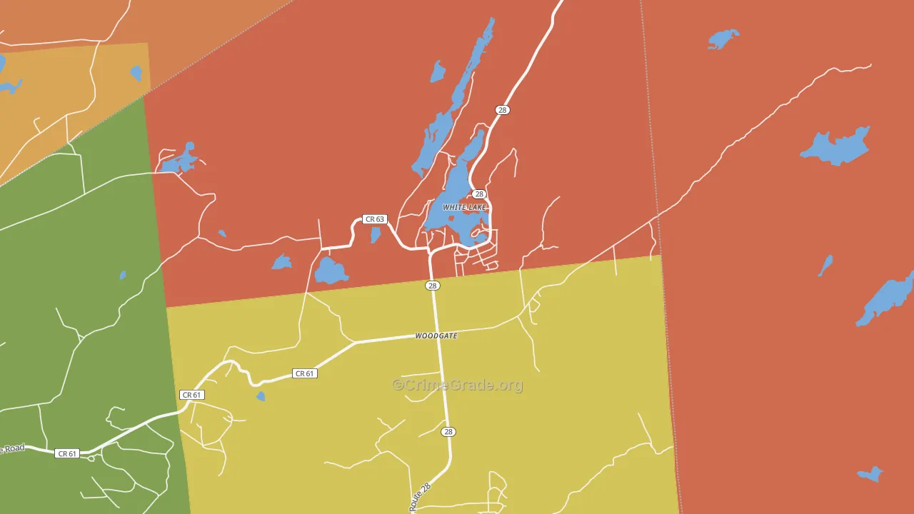 Woodgate, NY Map of Burglary Rates