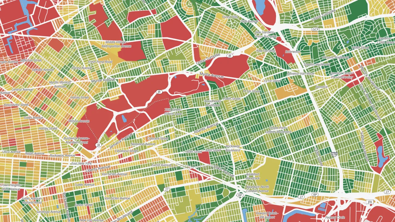 Woodhaven, Queens, NY Map of Burglary Rates