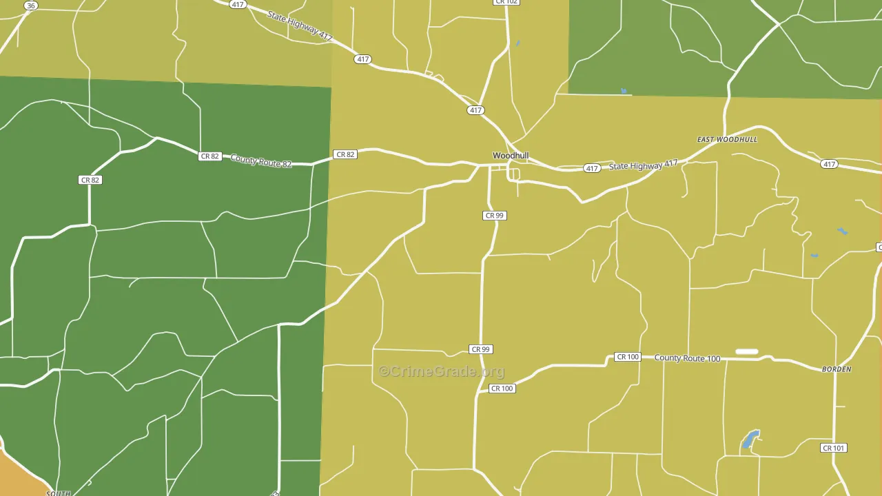 Woodhull, NY Map of Burglary Rates