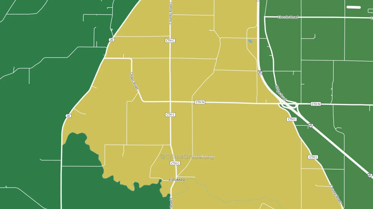Woodhull, WI Map of Burglary Rates
