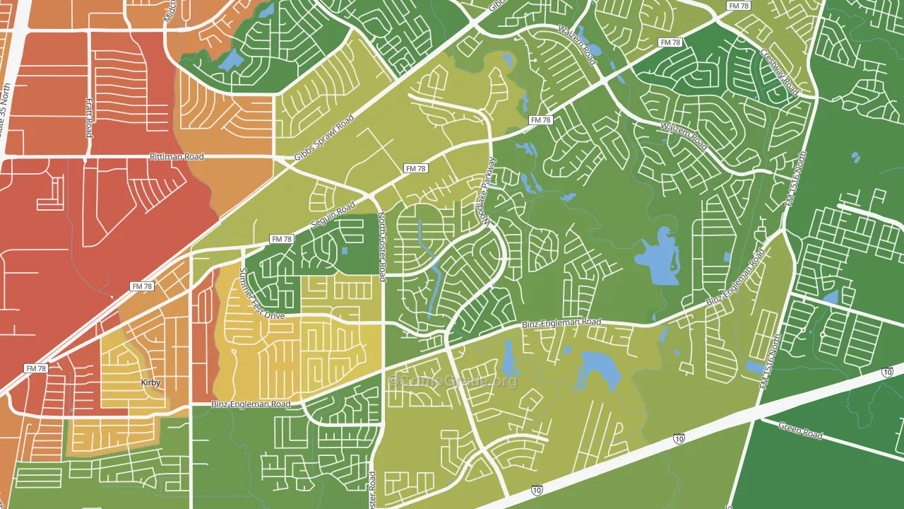 Woodlake, San Antonio, TX Map of Burglary Rates