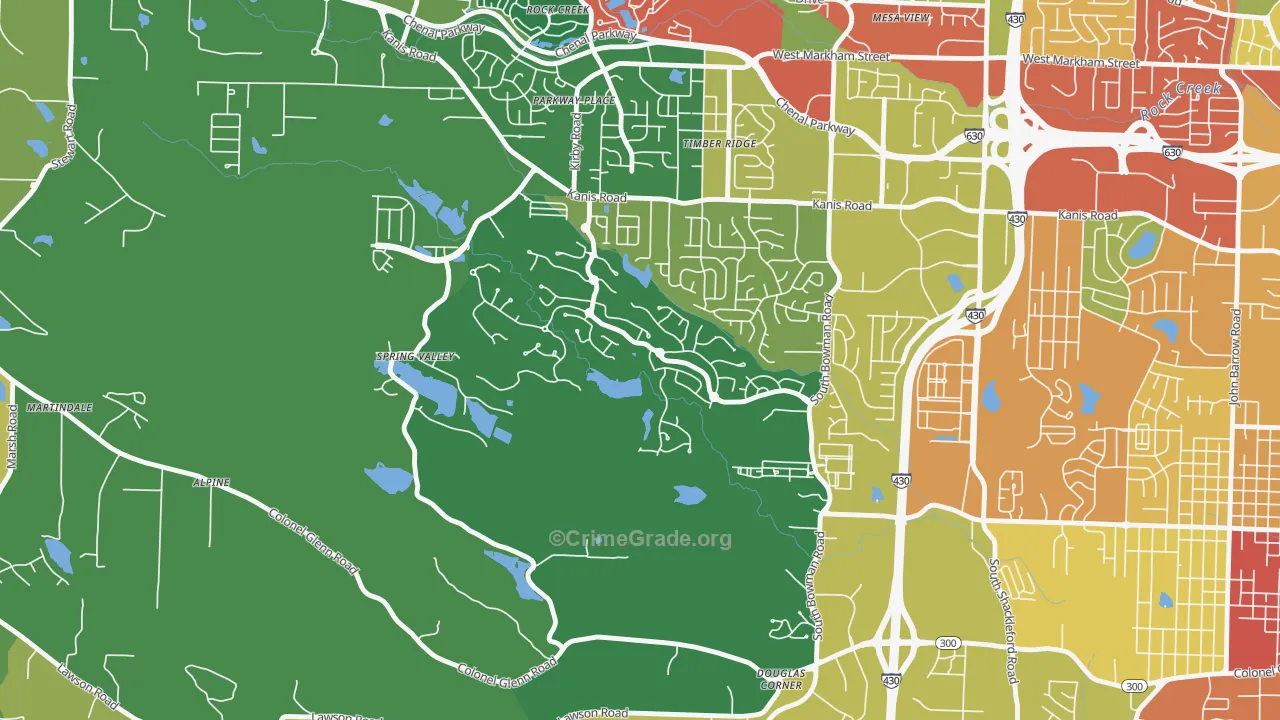 Woodland Edge, Little Rock, AR Map of Burglary Rates