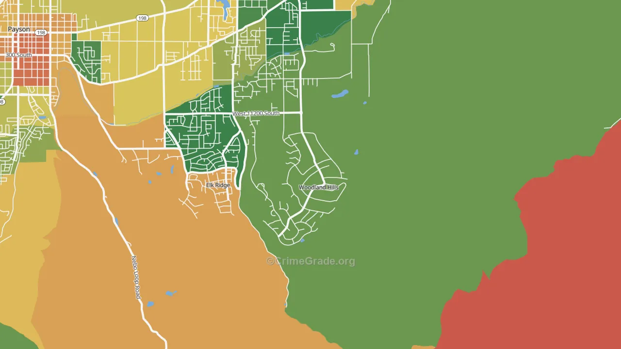 Woodland Hills, UT Map of Burglary Rates