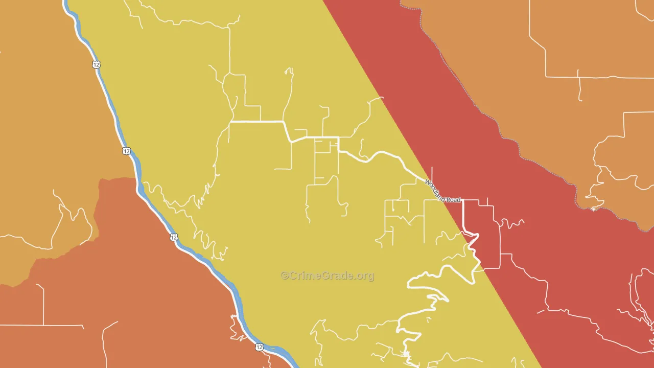 Woodland, ID Map of Burglary Rates