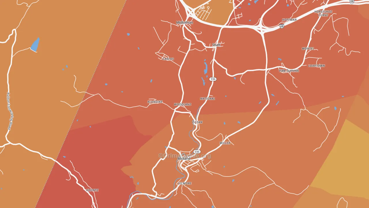 Woodland, MD Map of Burglary Rates