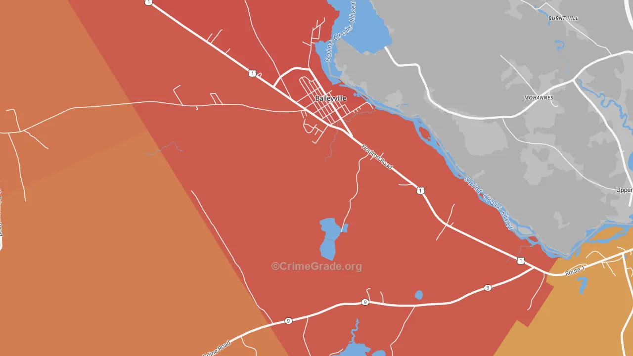 Woodland, ME Map of Burglary Rates