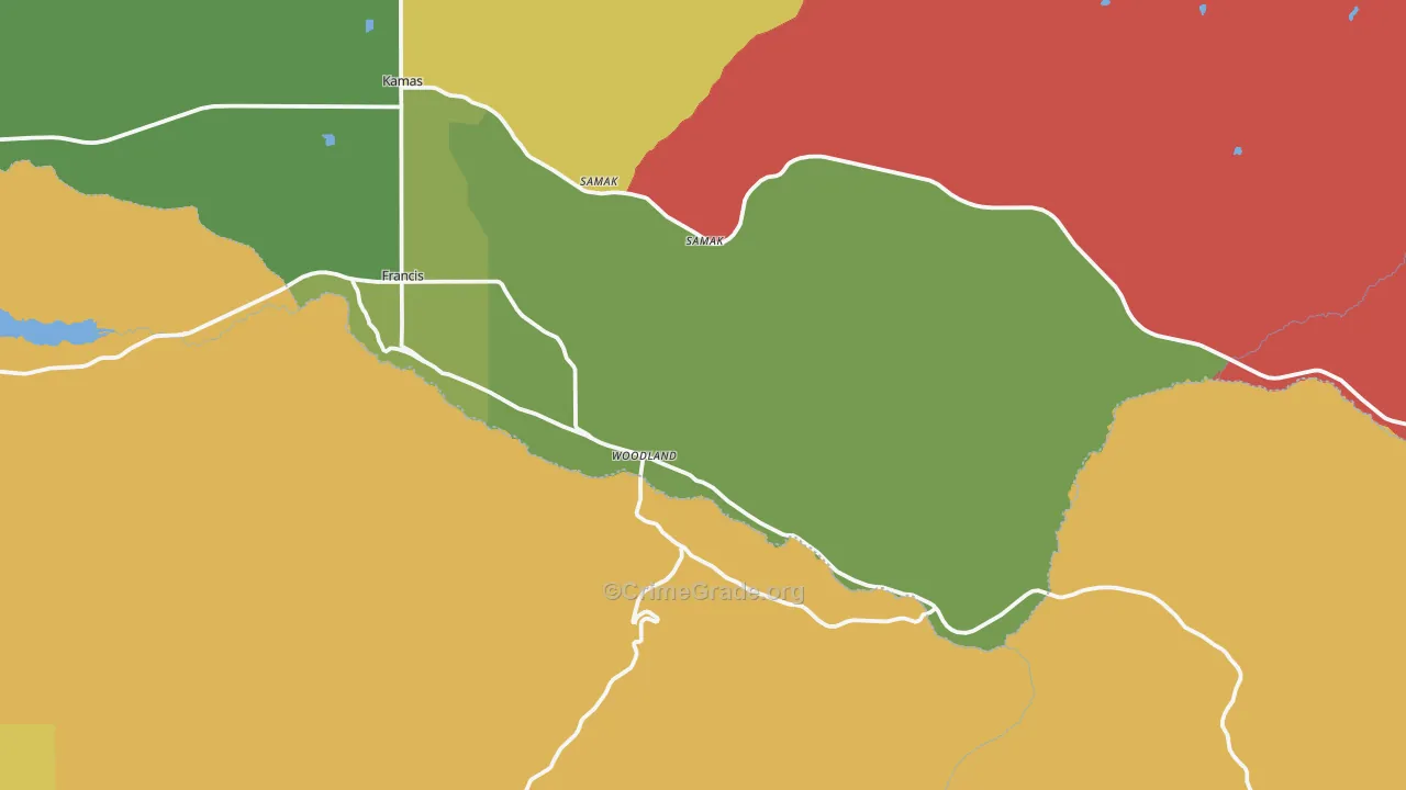 Woodland, UT Map of Burglary Rates