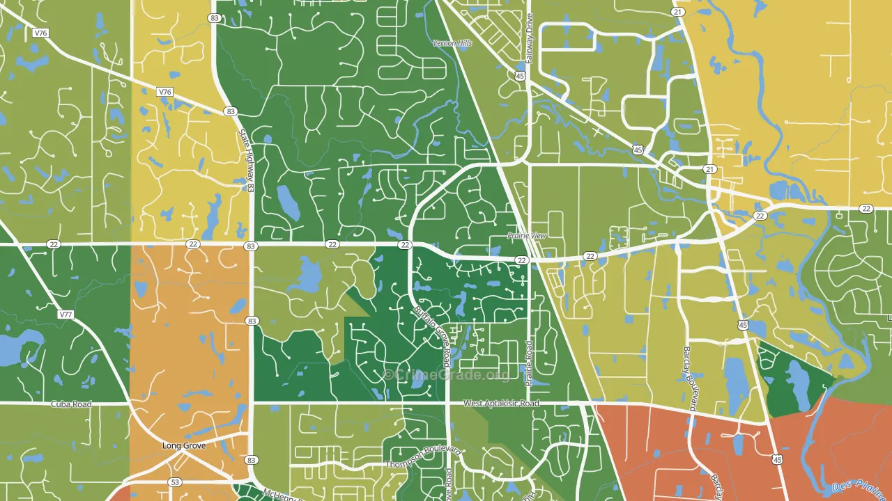 Woodlands at Fiore, Buffalo Grove, IL Map of Burglary Rates