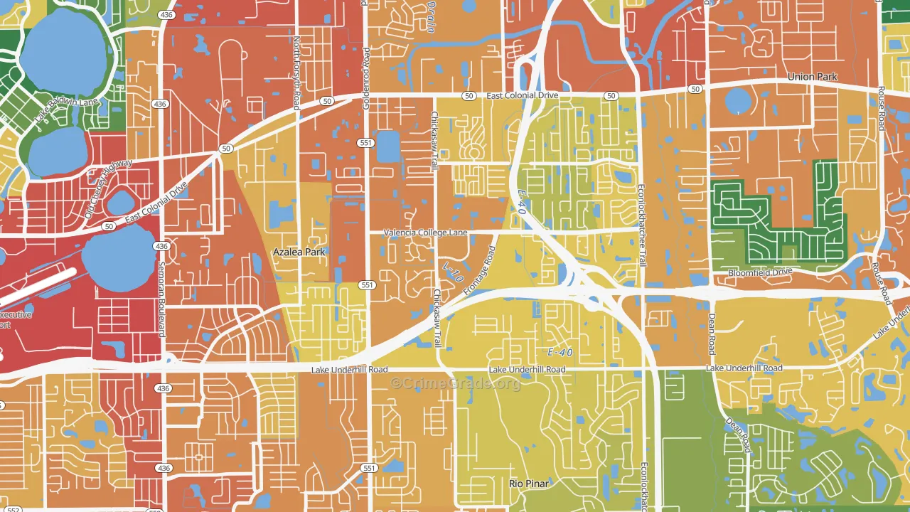 Woodlands-Orlando, Orlando, FL Map of Burglary Rates