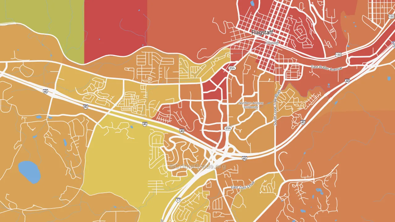 Woodlands Village, Flagstaff, AZ Map of Burglary Rates