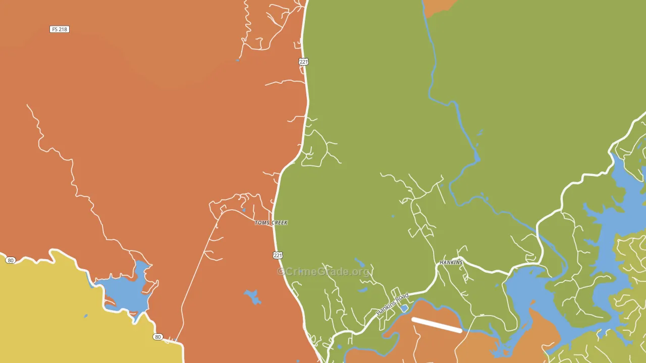 Woodlawn, NC Map of Burglary Rates