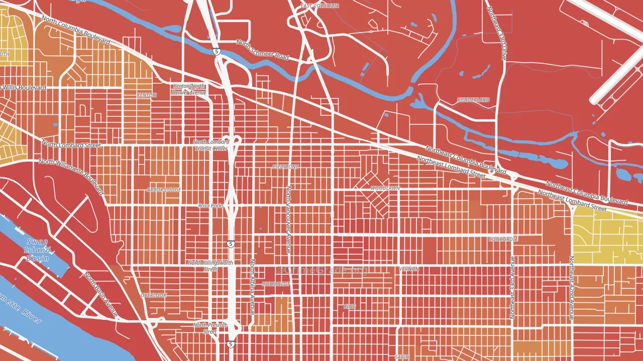 Woodlawn, Portland, OR Map of Burglary Rates
