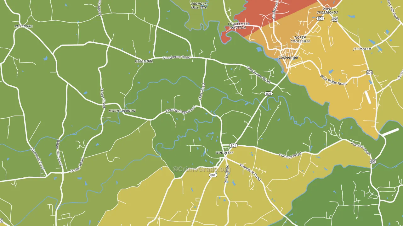 Woodleaf, NC Map of Burglary Rates