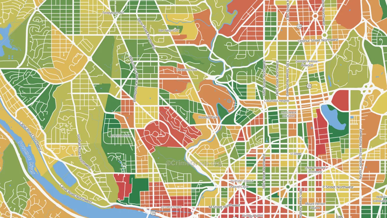 Woodley Park, Washington, DC Map of Burglary Rates
