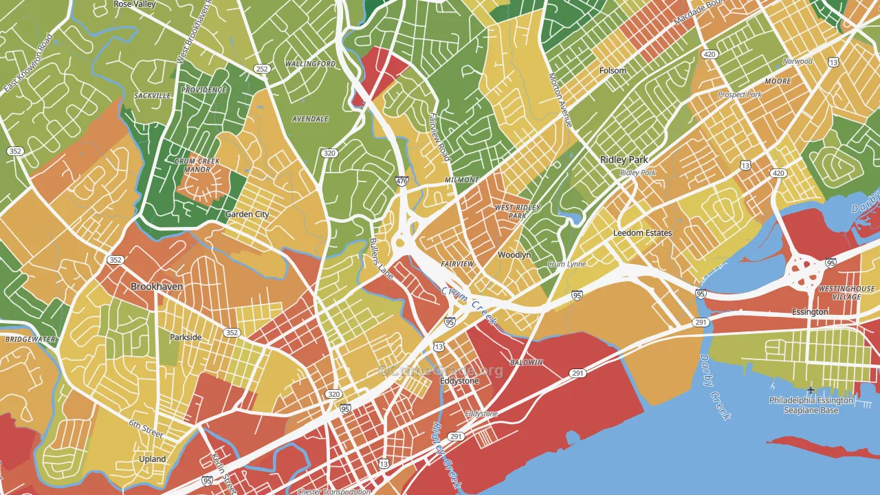 Woodlyn, PA Map of Burglary Rates