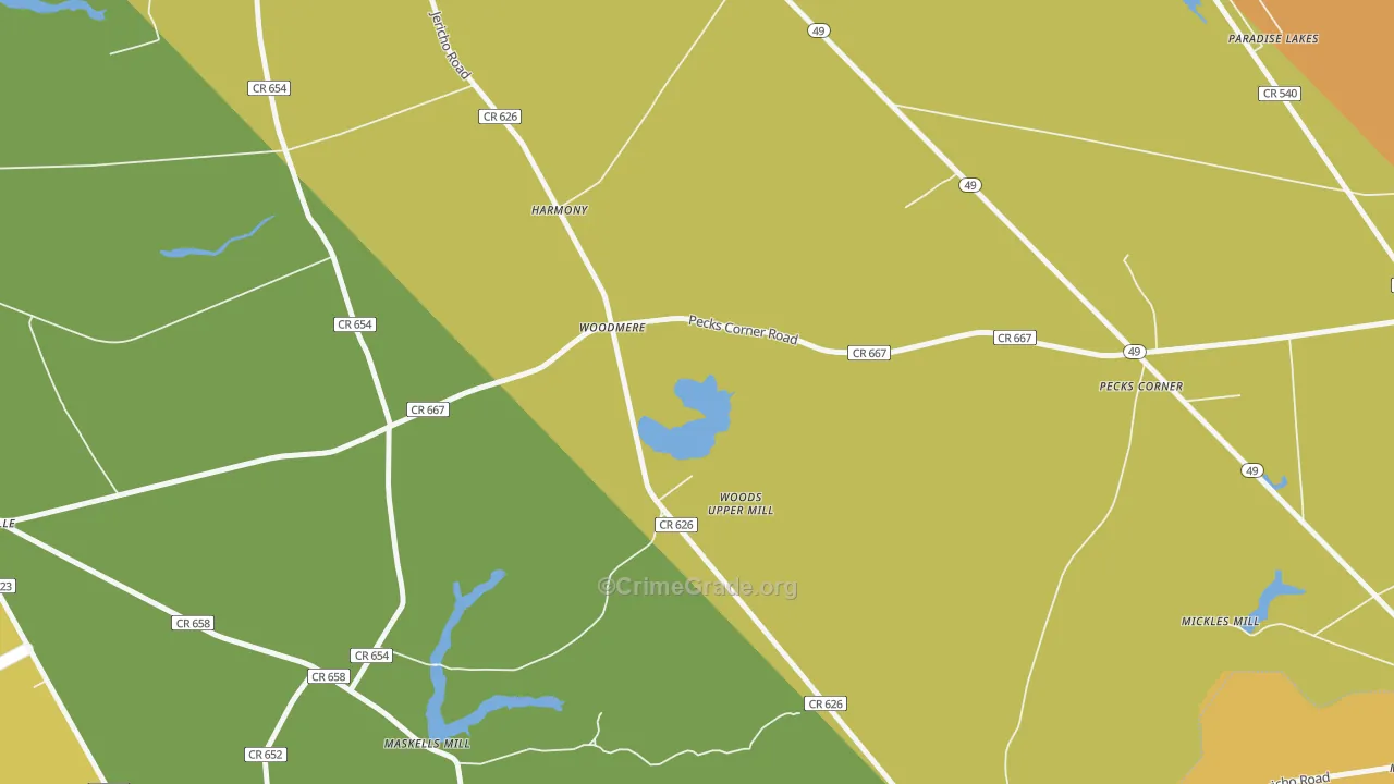 Woodmere, NJ Map of Burglary Rates