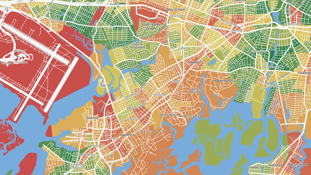 Woodmere, NY Map of Burglary Rates