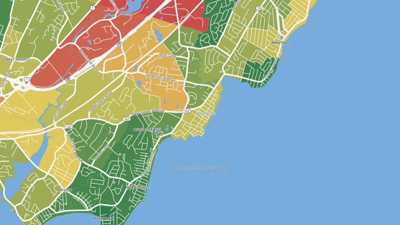 Woodmont, CT Map of Burglary Rates