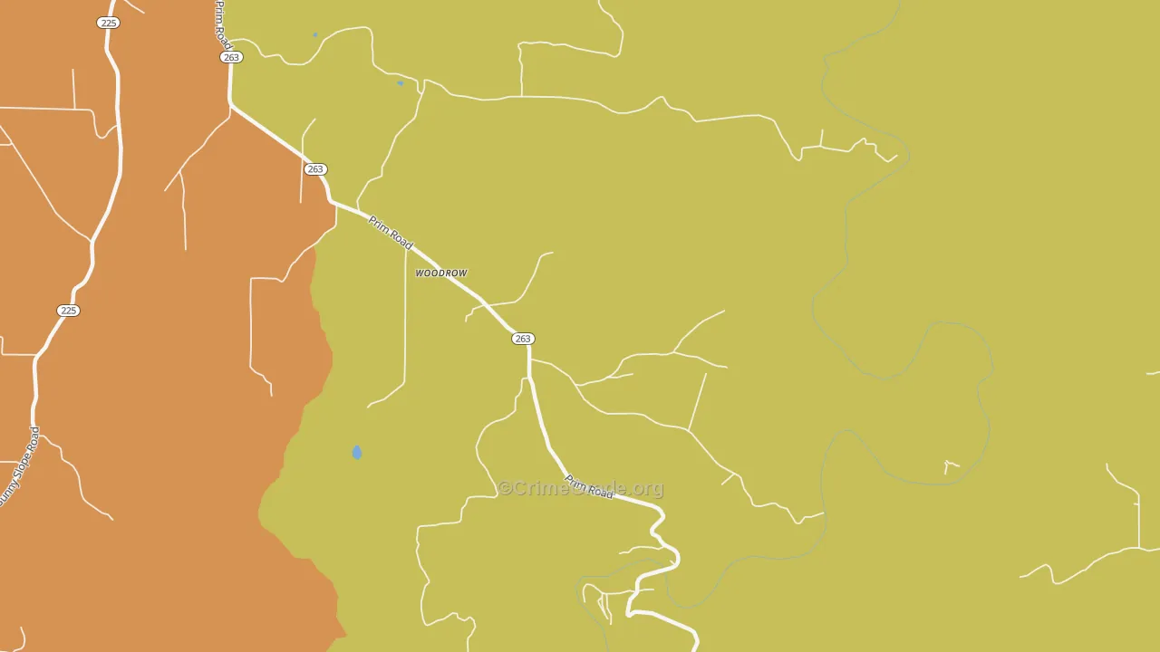 Woodrow, AR Map of Burglary Rates