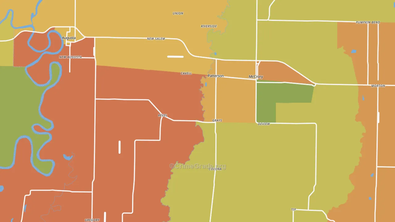 Woodruff County, AR Map of Burglary Rates