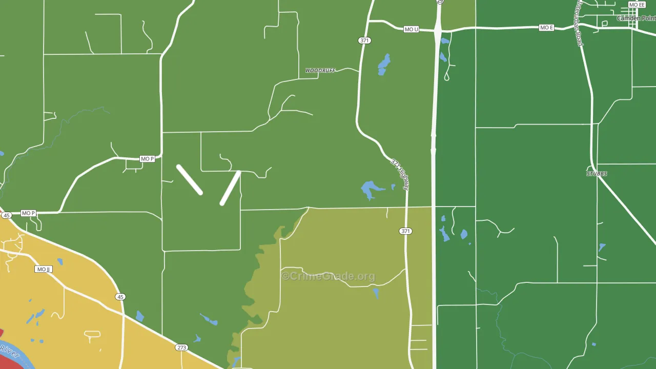 Woodruff, MO Map of Burglary Rates