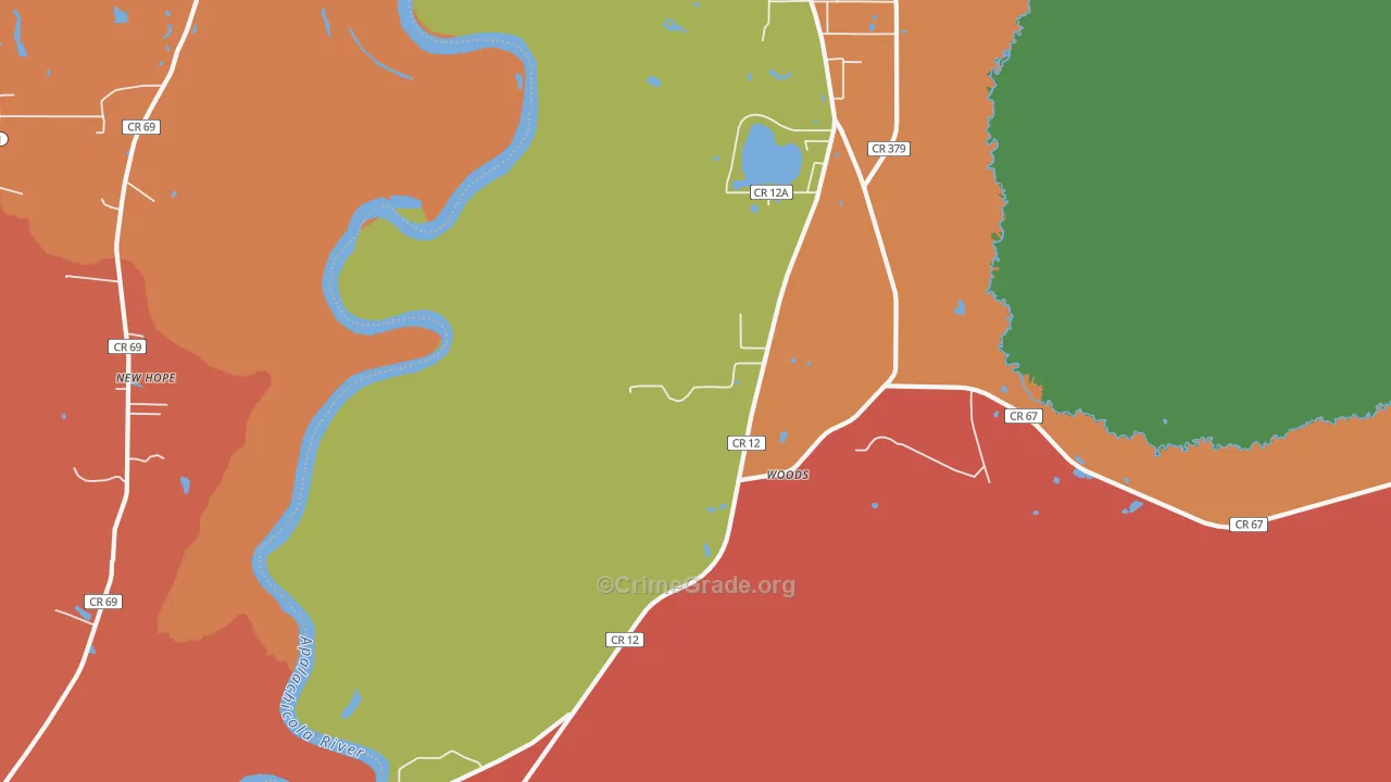 Woods, FL Map of Burglary Rates