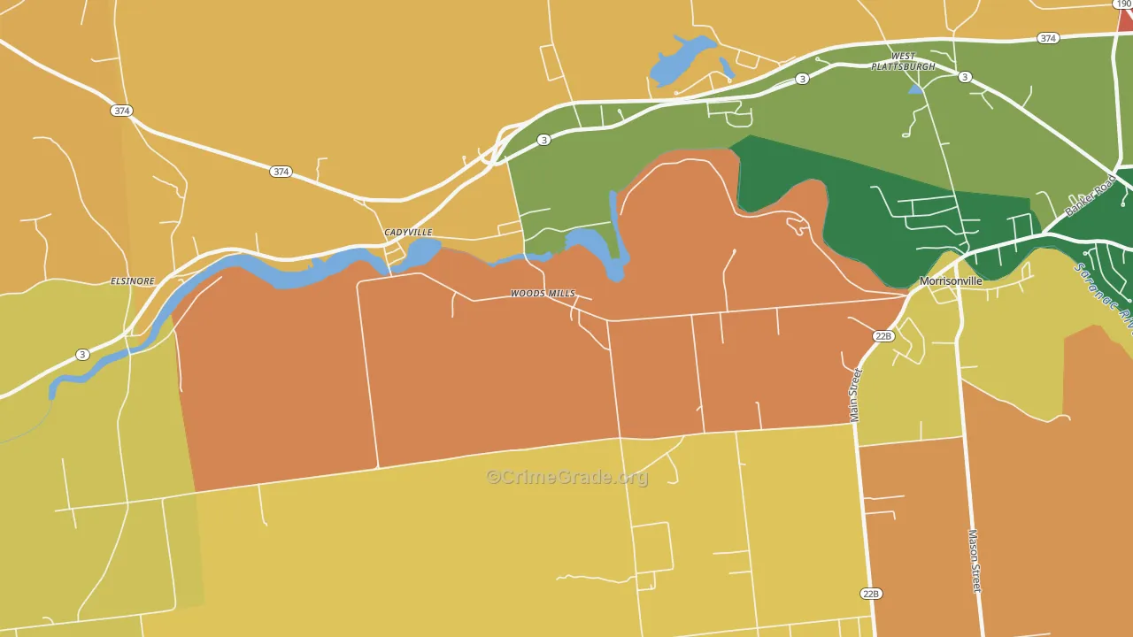 Woods Mills, NY Map of Burglary Rates