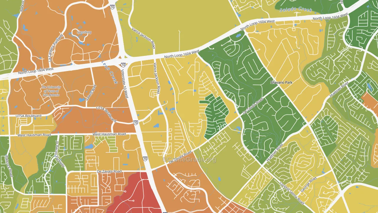 Woods of Shavano, San Antonio, TX Map of Burglary Rates