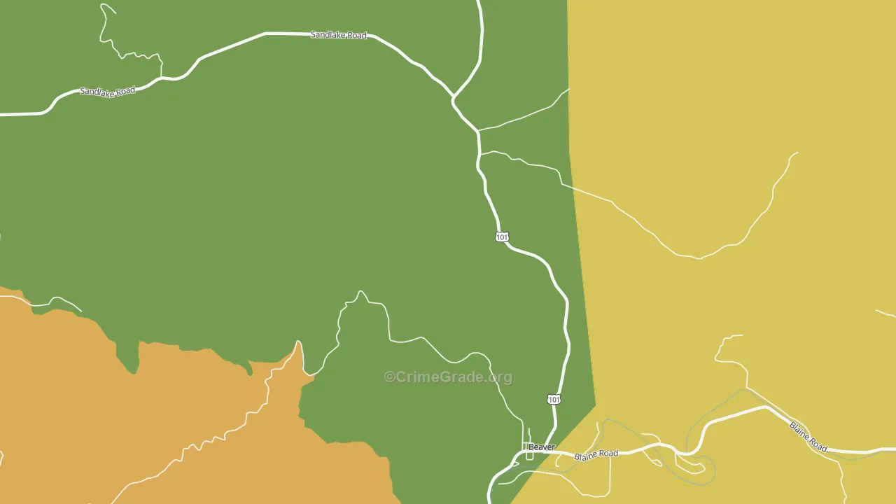 Woods, OR Map of Burglary Rates