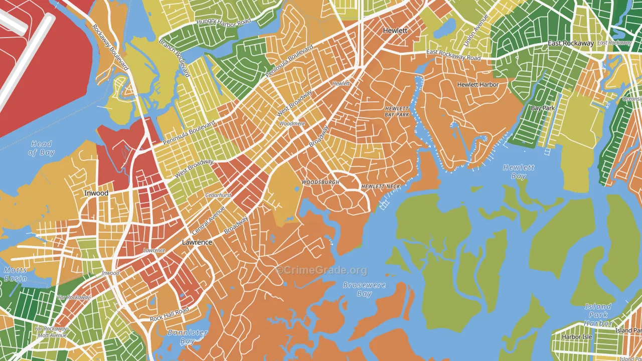 Woodsburgh, NY Map of Burglary Rates