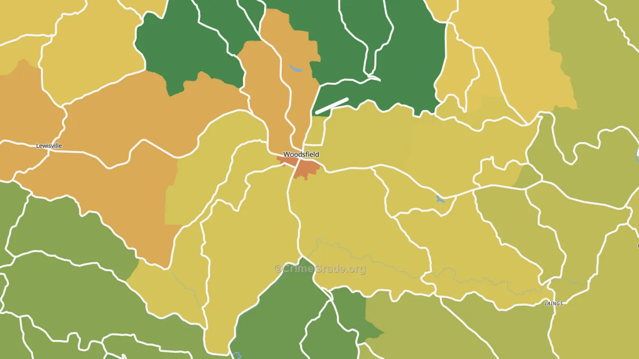 Woodsfield, OH Map of Burglary Rates