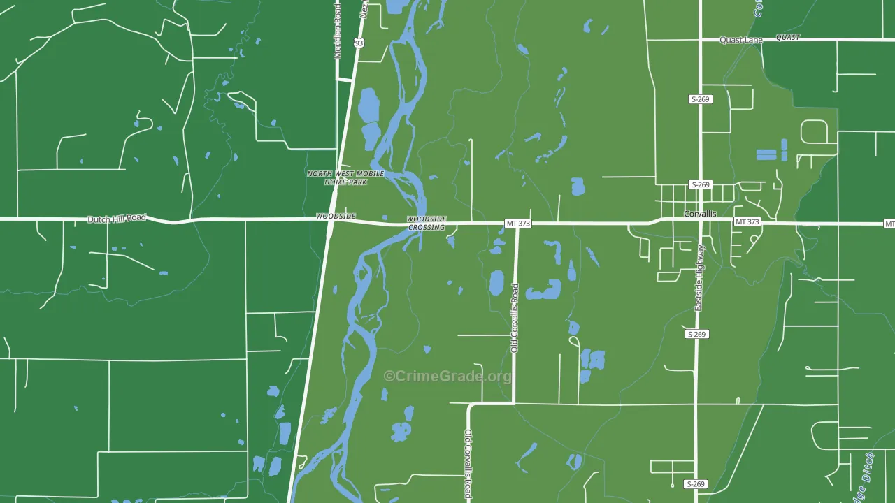 Woodside, MT Map of Burglary Rates