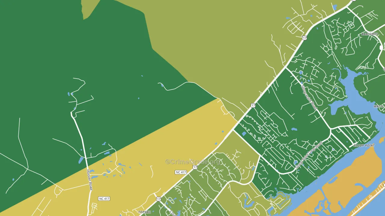 Woodside, NC Map of Burglary Rates