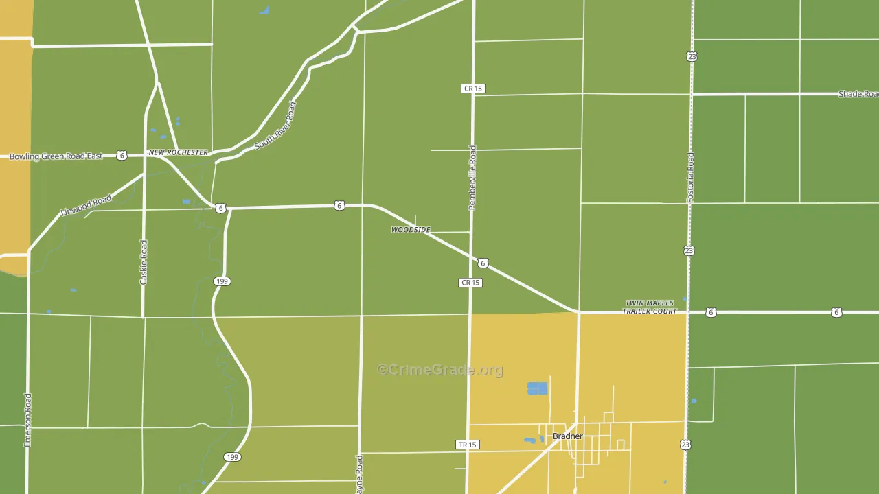 Woodside, OH Map of Burglary Rates