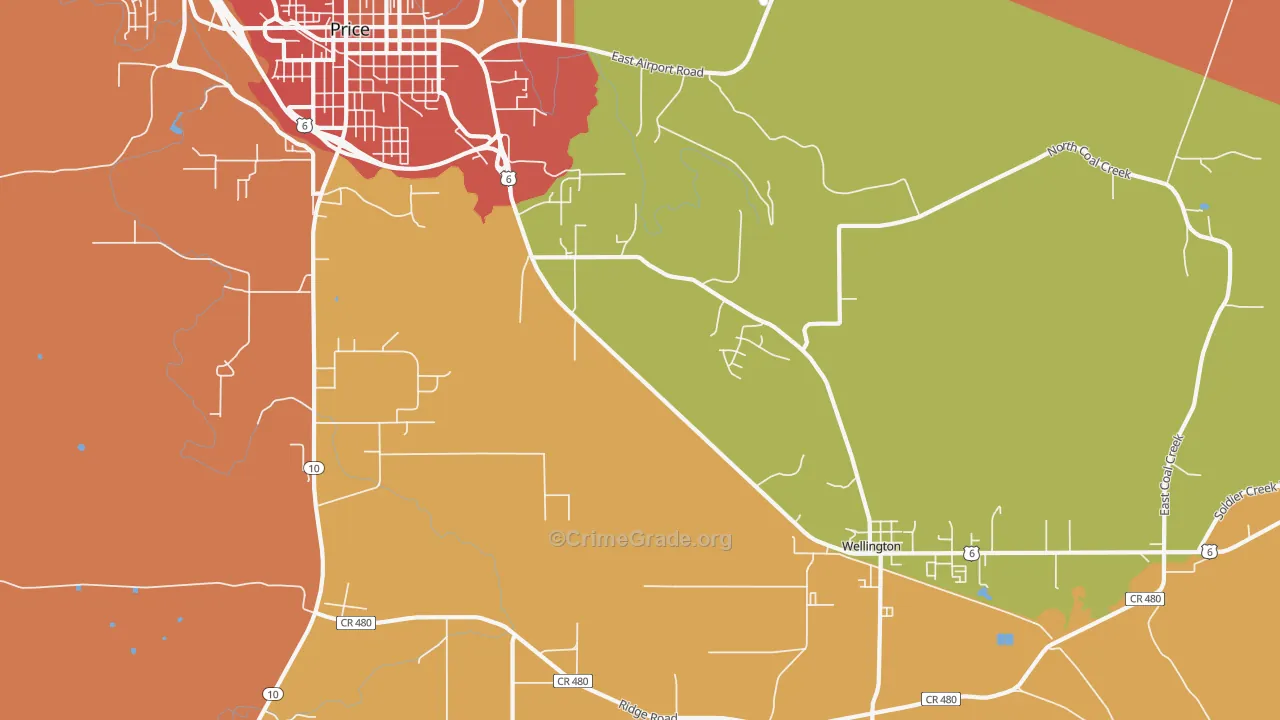 Woodside, UT Map of Burglary Rates