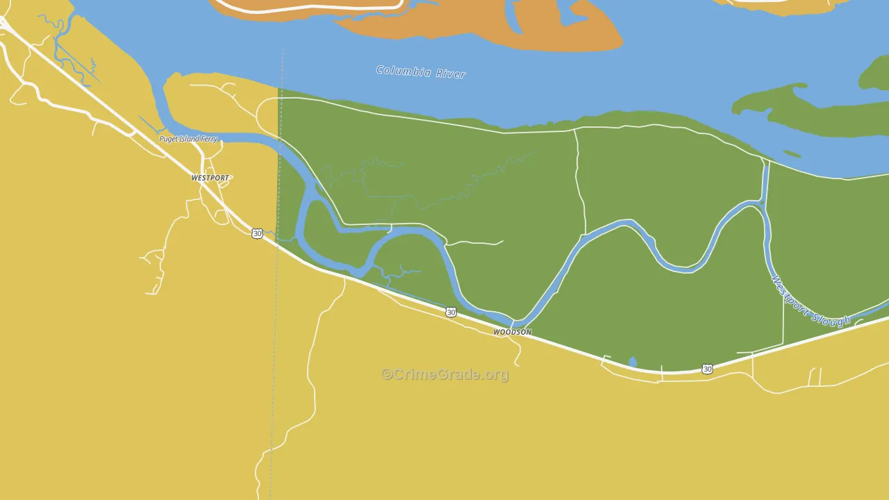 Woodson, OR Map of Burglary Rates
