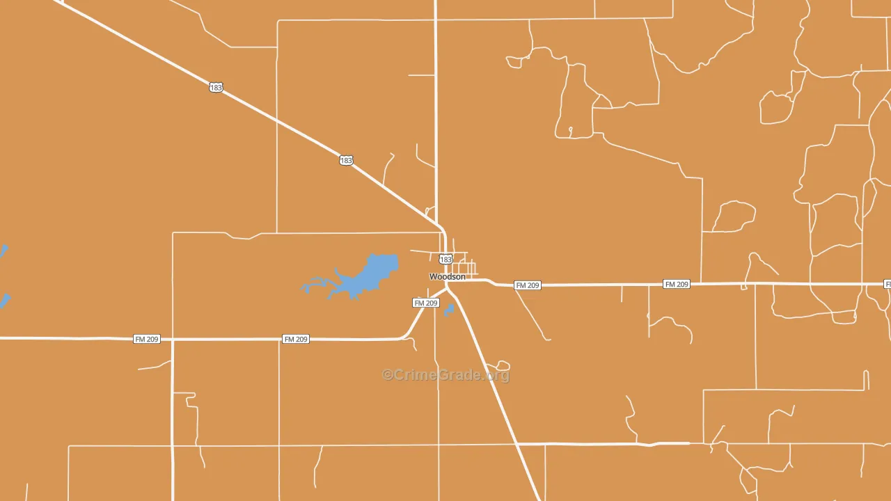Woodson, TX Map of Burglary Rates