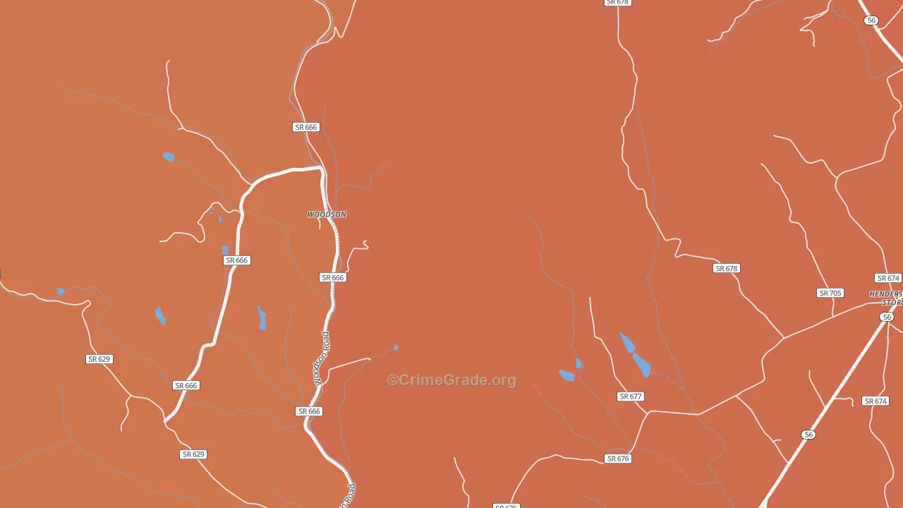 Woodson, VA Map of Burglary Rates
