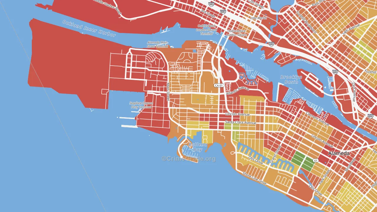 Woodstock, Alameda, CA Map of Burglary Rates