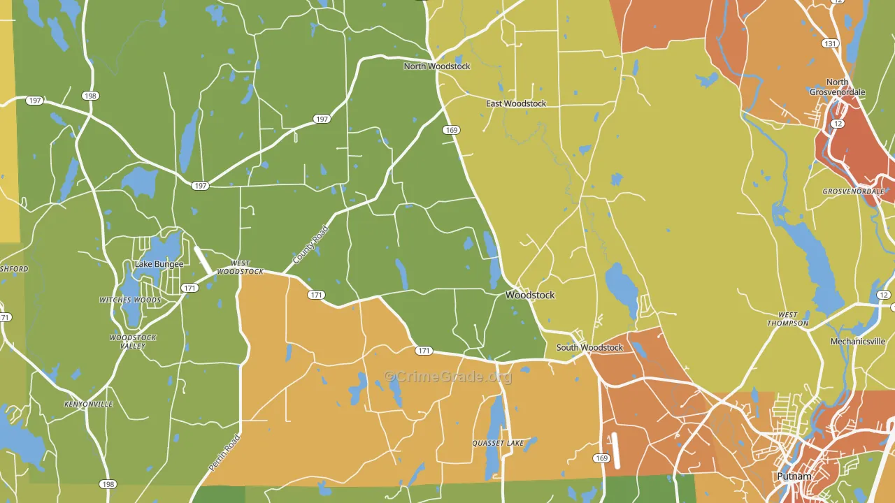 Woodstock, CT Map of Burglary Rates